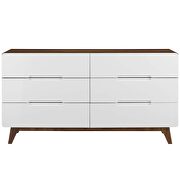 Six-drawer wood dresser or display stand in walnut white additional photo 5 of 5