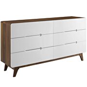 Six-drawer wood dresser or display stand in walnut white by Modway additional picture 6