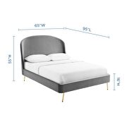 Upholstered performance velvet platform bed in gray by Modway additional picture 2