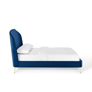 Upholstered performance velvet platform bed in navy by Modway additional picture 6