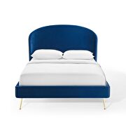Upholstered performance velvet platform bed in navy by Modway additional picture 7