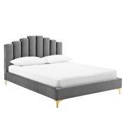 Gray finish performance velvet platform bed by Modway additional picture 4