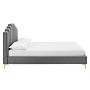 Gray finish performance velvet platform bed by Modway additional picture 7