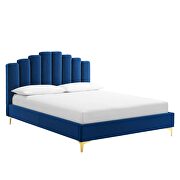 Navy finish performance velvet platform bed by Modway additional picture 5