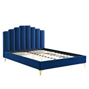 Navy finish performance velvet platform bed by Modway additional picture 6