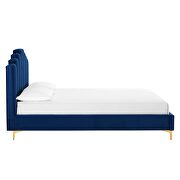Navy finish performance velvet platform bed by Modway additional picture 7