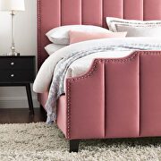 Dusty rose finish performance velvet upholstery platform bed by Modway additional picture 3