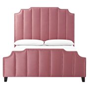 Dusty rose finish performance velvet upholstery platform bed by Modway additional picture 9