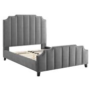 Gray finish performance velvet upholstery platform bed by Modway additional picture 5