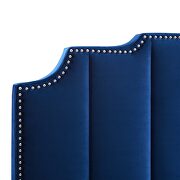 Navy finish performance velvet upholstery platform bed by Modway additional picture 4