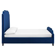 Navy finish performance velvet upholstery platform bed by Modway additional picture 8