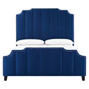 Navy finish performance velvet upholstery platform bed by Modway additional picture 9
