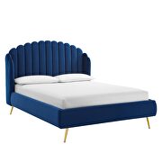 Navy finish performance velvet wingback platform bed by Modway additional picture 5