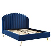 Navy finish performance velvet wingback platform bed by Modway additional picture 6