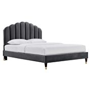 Charcoal finish performance velvet platform bed by Modway additional picture 5