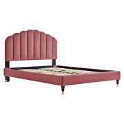 Dusty rose finish performance velvet upholstery platform queen bed by Modway additional picture 2