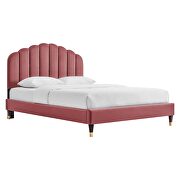 Dusty rose finish performance velvet upholstery platform queen bed by Modway additional picture 3
