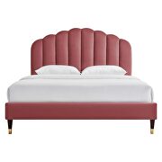 Dusty rose finish performance velvet upholstery platform queen bed by Modway additional picture 5