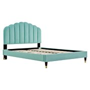 Mint finish performance velvet upholstery platform queen bed by Modway additional picture 3