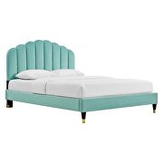 Mint finish performance velvet upholstery platform queen bed by Modway additional picture 4