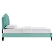 Mint finish performance velvet upholstery platform queen bed by Modway additional picture 5