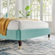 Mint finish performance velvet upholstery platform queen bed by Modway additional picture 7