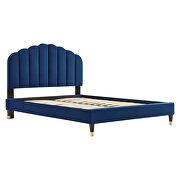 Navy finish performance velvet platform queen bed by Modway additional picture 2