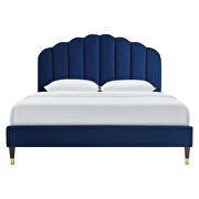 Navy finish performance velvet platform queen bed by Modway additional picture 5