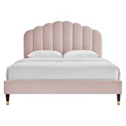 Pink finish performance velvet upholstery platform queen bed by Modway additional picture 2