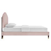 Pink finish performance velvet upholstery platform queen bed by Modway additional picture 3