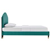 Teal finish performance velvet platform queen bed by Modway additional picture 3