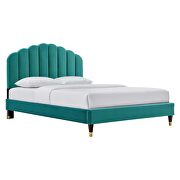 Teal finish performance velvet platform queen bed by Modway additional picture 4