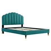 Teal finish performance velvet platform queen bed by Modway additional picture 5
