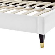White finish performance velvet upholstery platform queen bed by Modway additional picture 3