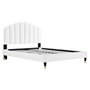 White finish performance velvet upholstery platform queen bed by Modway additional picture 4