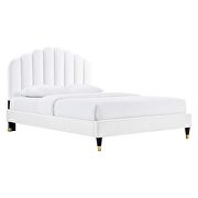 White finish performance velvet upholstery platform queen bed by Modway additional picture 5