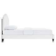White finish performance velvet upholstery platform queen bed by Modway additional picture 6