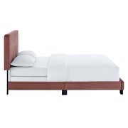 Dusty rose finish channel tufted performance velvet twin bed additional photo 3 of 6