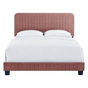 Dusty rose finish channel tufted performance velvet twin bed additional photo 4 of 6