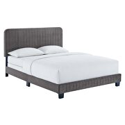 Gray finish channel tufted performance velvet queen bed by Modway additional picture 2