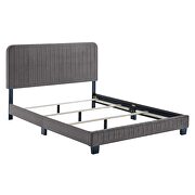 Gray finish channel tufted performance velvet queen bed by Modway additional picture 3