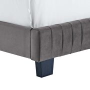 Gray finish channel tufted performance velvet queen bed by Modway additional picture 4