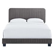 Gray finish channel tufted performance velvet queen bed by Modway additional picture 6