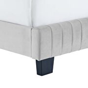 Light gray finish channel tufted performance velvet king bed additional photo 4 of 7
