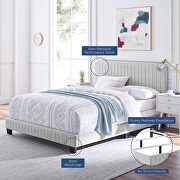 Light gray finish channel tufted performance velvet twin bed by Modway additional picture 7