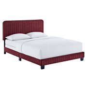 Maroon finish channel tufted performance velvet queen bed by Modway additional picture 2