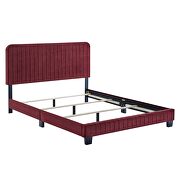 Maroon finish channel tufted performance velvet queen bed by Modway additional picture 3