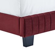 Maroon finish channel tufted performance velvet queen bed by Modway additional picture 4