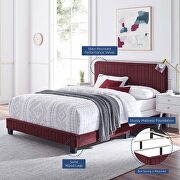 Maroon finish channel tufted performance velvet queen bed by Modway additional picture 7