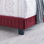 Maroon finish channel tufted performance velvet queen bed by Modway additional picture 8